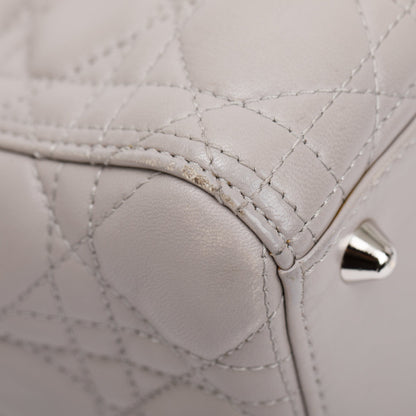 Christian Dior Grey Cannage Lambskin Leather Large Lady Dior Bag