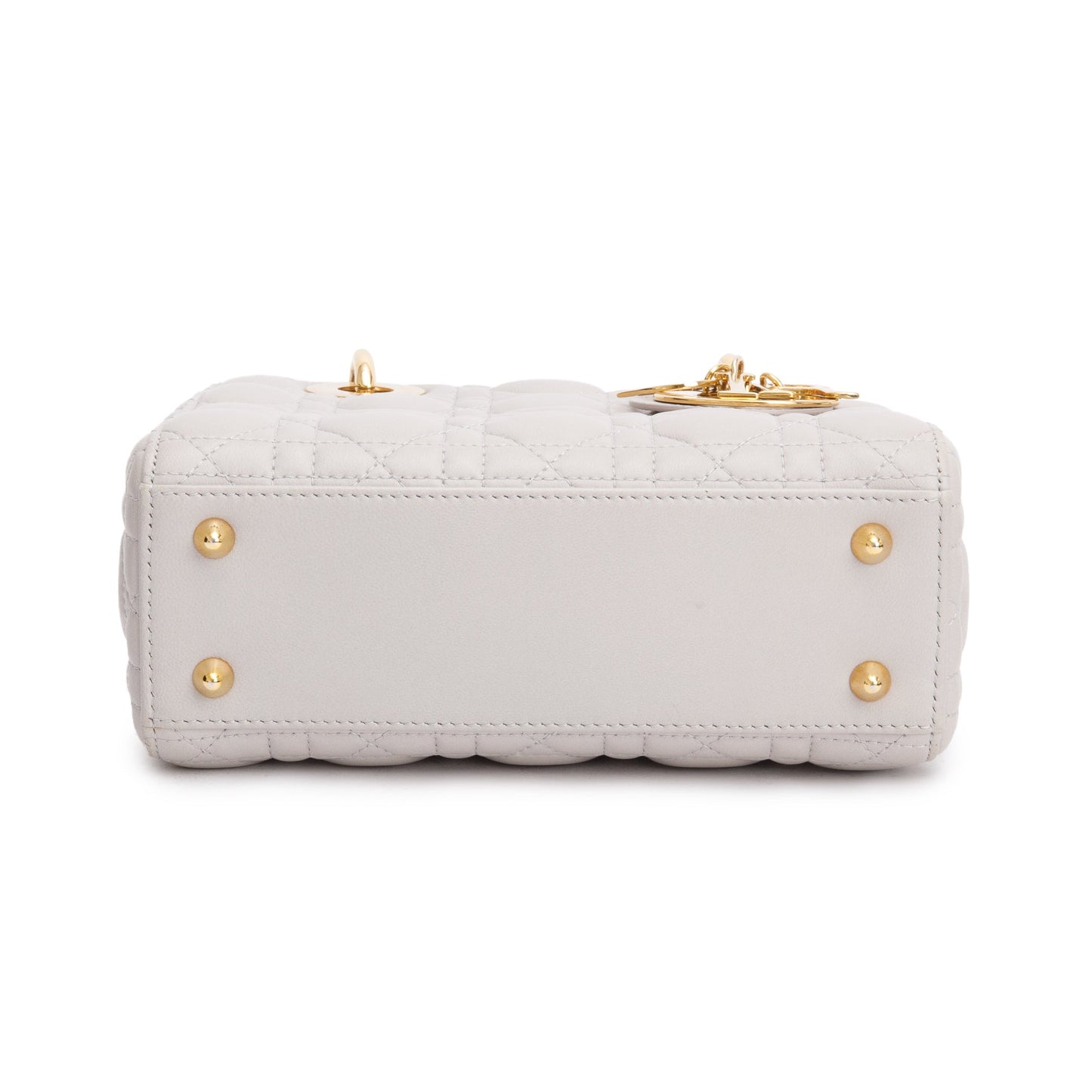 Christian Dior Grey Cannage Lambskin Leather Small Lady Dior Bag