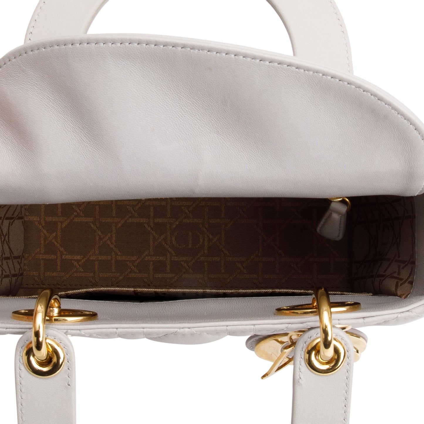 Christian Dior Grey Cannage Lambskin Leather Small Lady Dior Bag