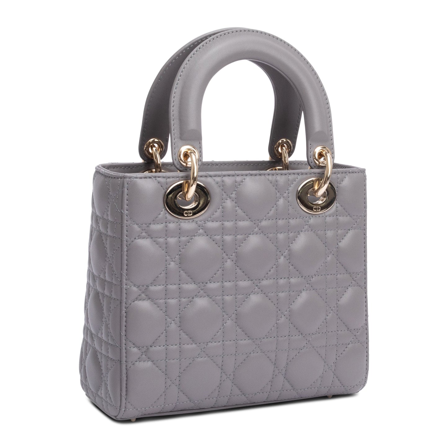 Christian Dior Grey Cannage Lambskin Leather Small Lady Dior Bag