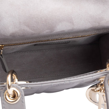 Christian Dior Grey Cannage Lambskin Leather Small Lady Dior Bag