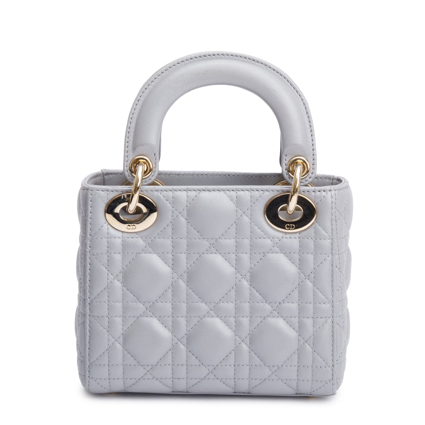 Christian Dior Grey Cannage Leather Mini Lady Dior Bag