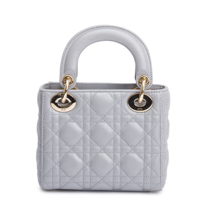 Christian Dior Grey Cannage Leather Mini Lady Dior Bag