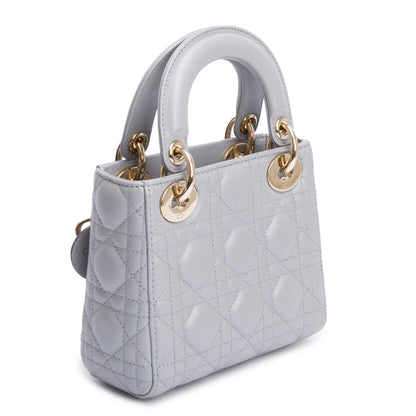 Christian Dior Grey Cannage Leather Mini Lady Dior Bag