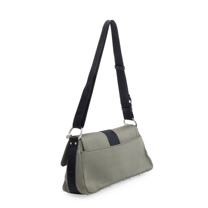 Christian Dior Grey Canvas Crystal Embellished Hardcore Shoulder Bag