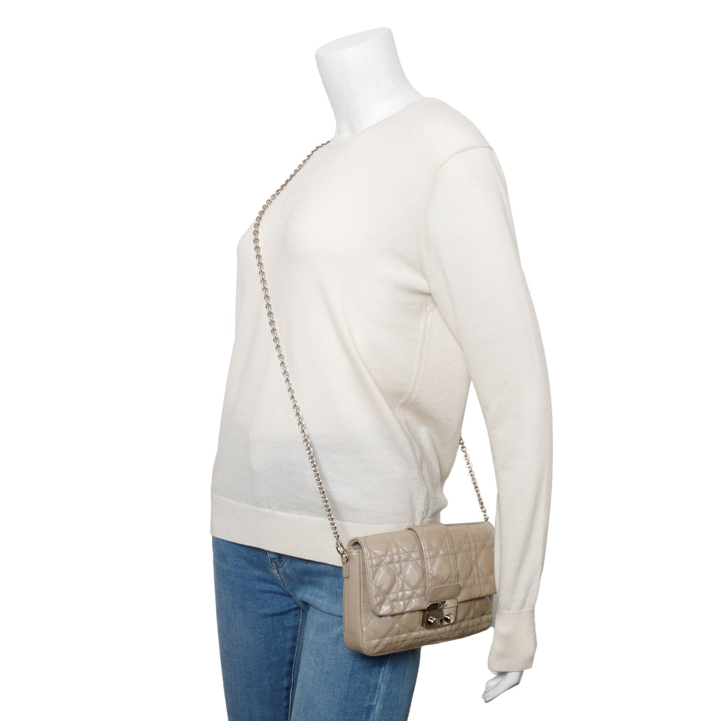 Christian Dior Grey Patent Cannage Miss Dior Promenade Pouch