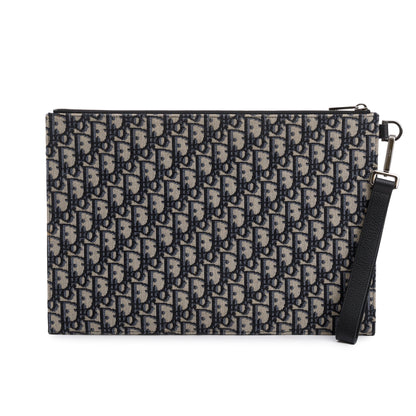 Christian Dior Homme 2020 Beige & Black Oblique Jacquard A4 Pouch