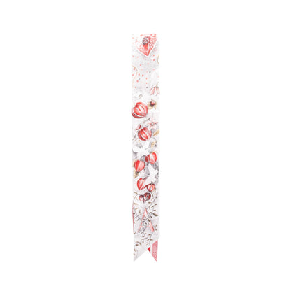 Christian Dior Ivory and Red Multicolor Cabinet de Curiosites Mitzah Silk Twilly