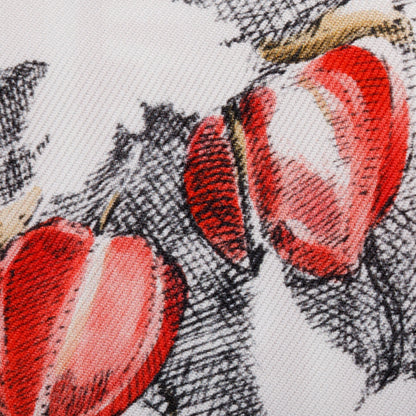 Christian Dior Ivory and Red Multicolor Cabinet de Curiosites Mitzah Silk Twilly