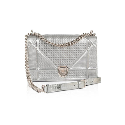 Christian Dior Large Metallic Microcannage Diorama Shoulder Bag