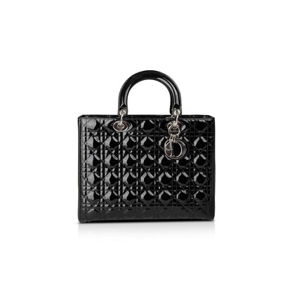 Christian Dior Large Patent Leather Lady Dior Bag