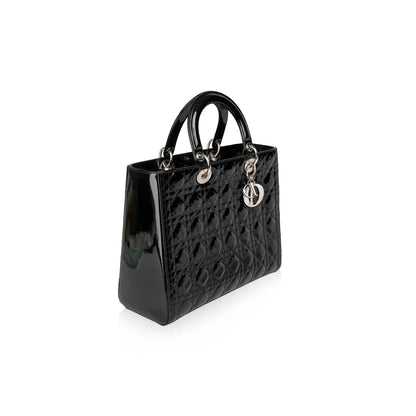 Christian Dior Large Patent Leather Lady Dior Bag