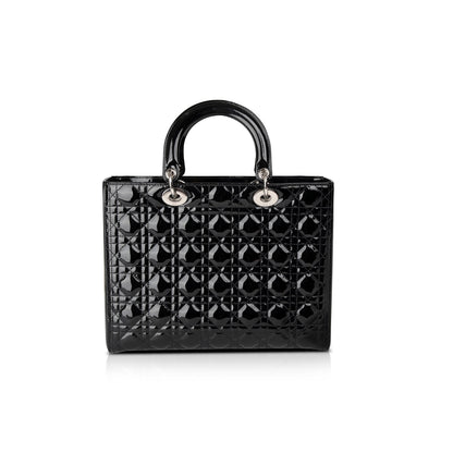 Christian Dior Large Patent Leather Lady Dior Bag