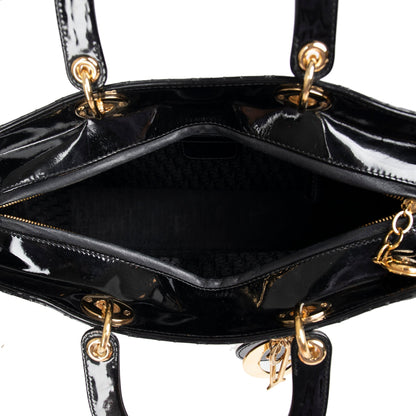 Christian Dior Large Patent Leather Lady Dior Bag
