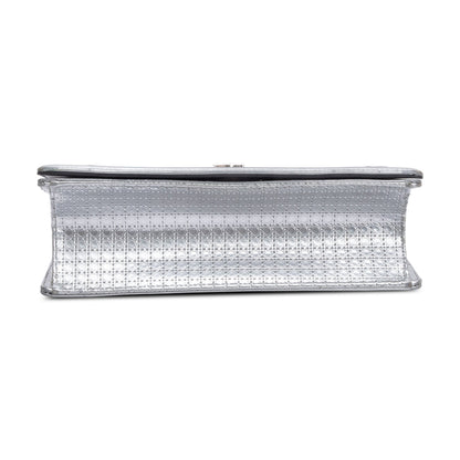 Christian Dior Large Silver Metallic Microcannage Diorama Shoulder Bag