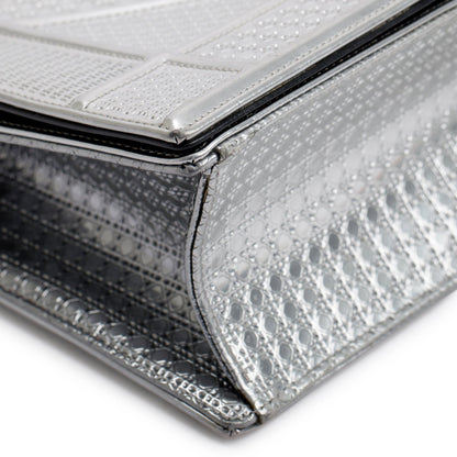 Christian Dior Large Silver Metallic Microcannage Diorama Shoulder Bag