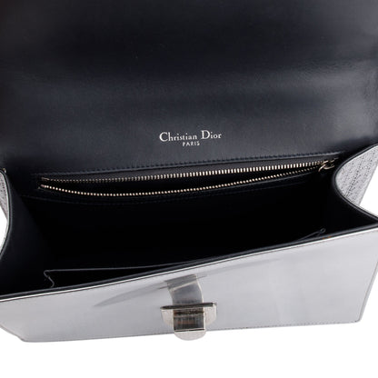 Christian Dior Large Silver Metallic Microcannage Diorama Shoulder Bag