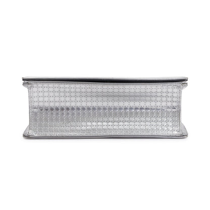 Christian Dior Large Silver Metallic Microcannage Diorama Shoulder Bag