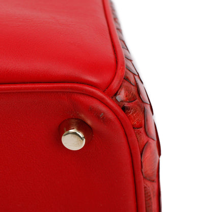 Christian Dior Medium Red Python Trimmed Calfskin Leather Diorissimo Tote