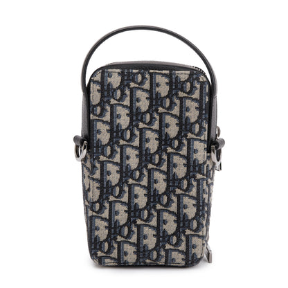 Christian Dior Men 2022 Beige & Black Oblique Jacquard Micro Rider Crossbody Pouch