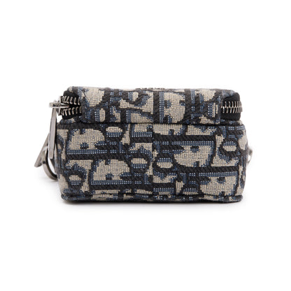 Christian Dior Men 2022 Beige & Black Oblique Jacquard Micro Rider Crossbody Pouch