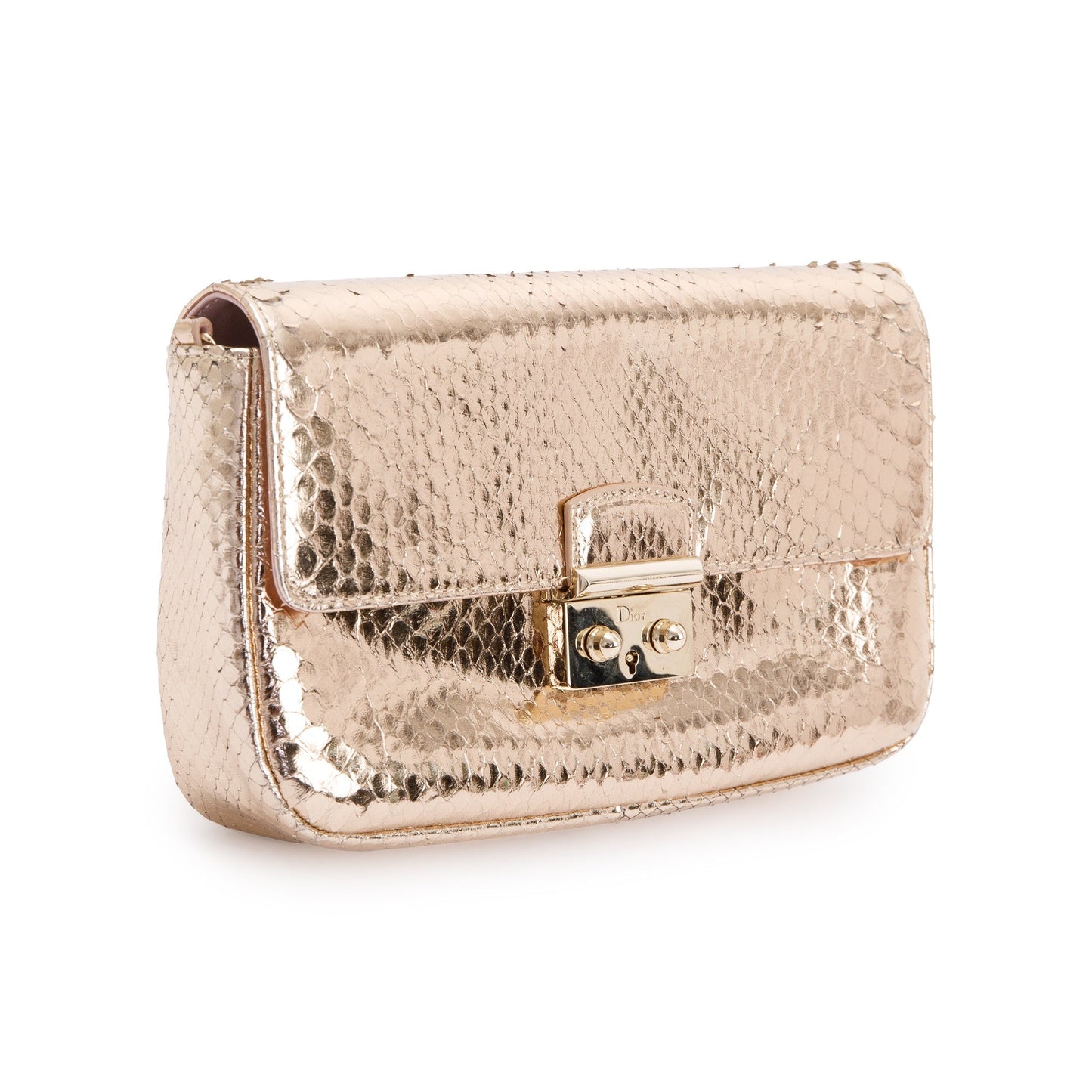 Christian Dior Metallic Gold Python Miss Dior Promenade Wallet on Chain