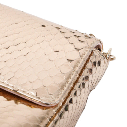 Christian Dior Metallic Gold Python Miss Dior Promenade Wallet on Chain