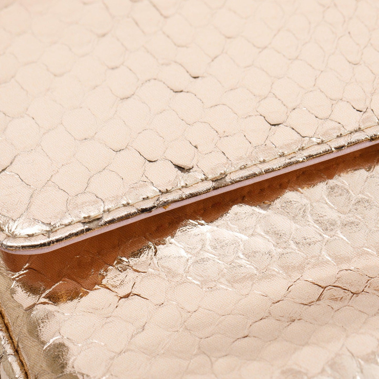 Christian Dior Metallic Gold Python Miss Dior Promenade Wallet on Chain