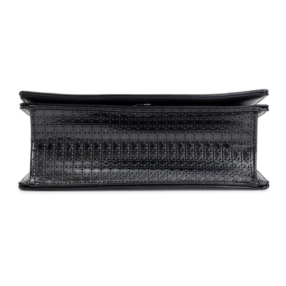 Christian Dior Metallic Grey Micro-Cannage Patent Leather Small Diorama Shoulder Bag