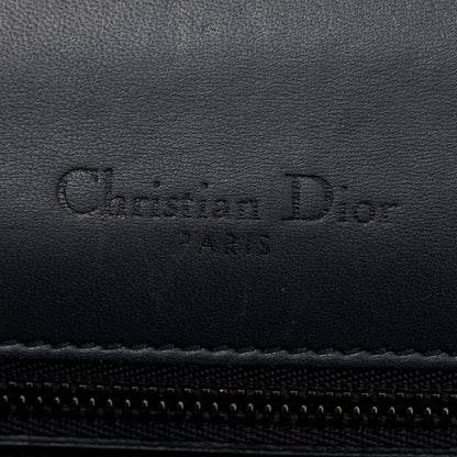 Christian Dior Metallic Grey Micro-Cannage Patent Leather Small Diorama Shoulder Bag