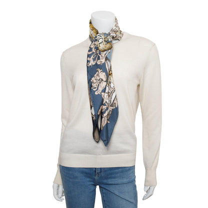 Christian Dior Multicolor 'La Force' Silk Scarf 90
