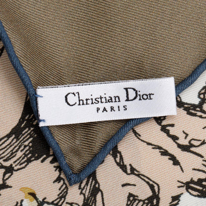 Christian Dior Multicolor 'La Force' Silk Scarf 90