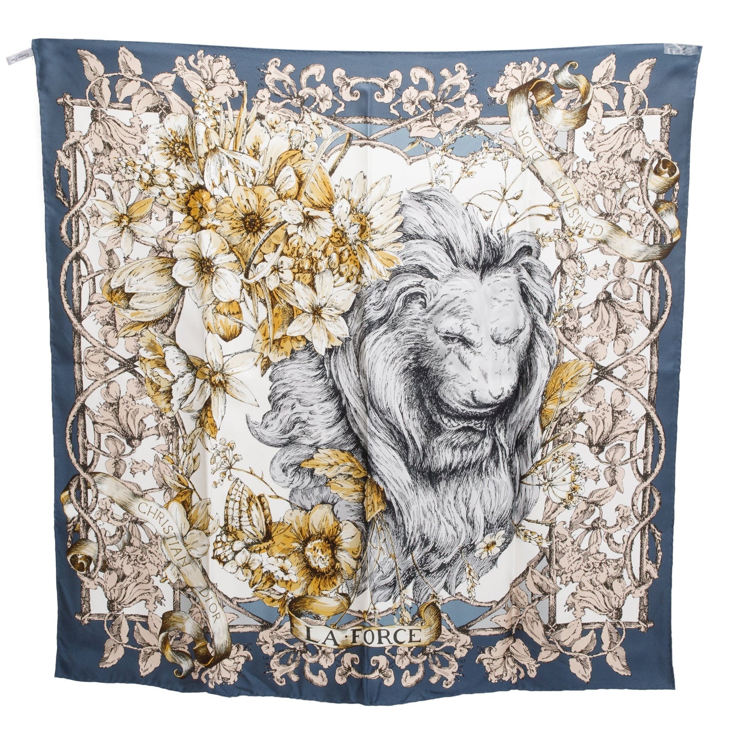 Christian Dior Multicolor 'La Force' Silk Scarf 90