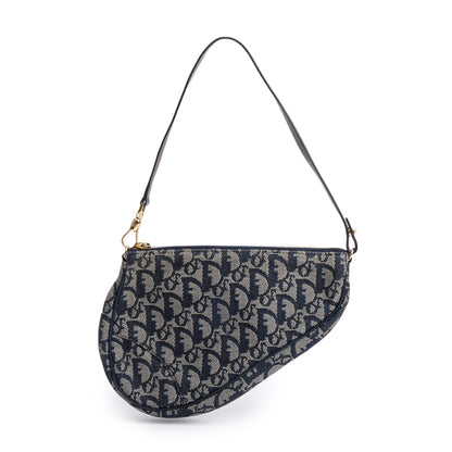 Christian Dior Navy Diorissimo Saddle Pochette