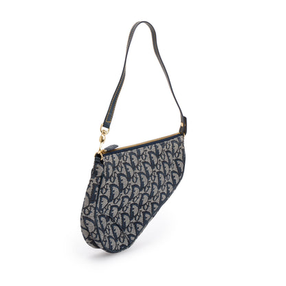 Christian Dior Navy Diorissimo Saddle Pochette