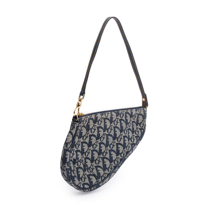 Christian Dior Navy Diorissimo Saddle Pochette