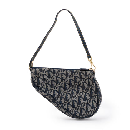 Christian Dior Navy Diorissimo Saddle Pochette