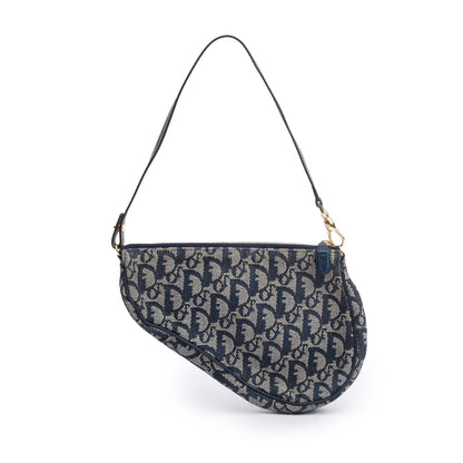 Christian Dior Navy Diorissimo Saddle Pochette