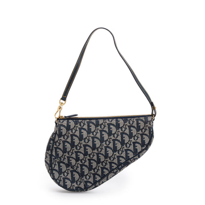 Christian Dior Navy Diorissimo Saddle Pochette