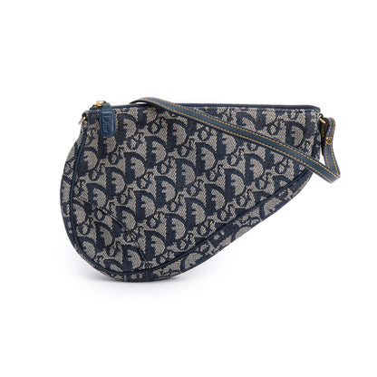 Christian Dior Navy Diorissimo Saddle Pochette