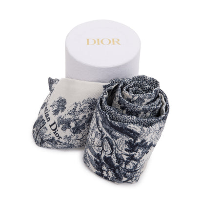 Christian Dior Navy Oblique Logo Silk Twilly