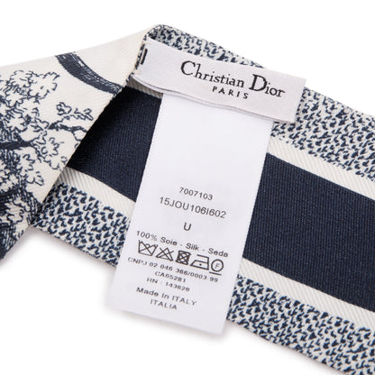 Christian Dior Navy Oblique Logo Silk Twilly