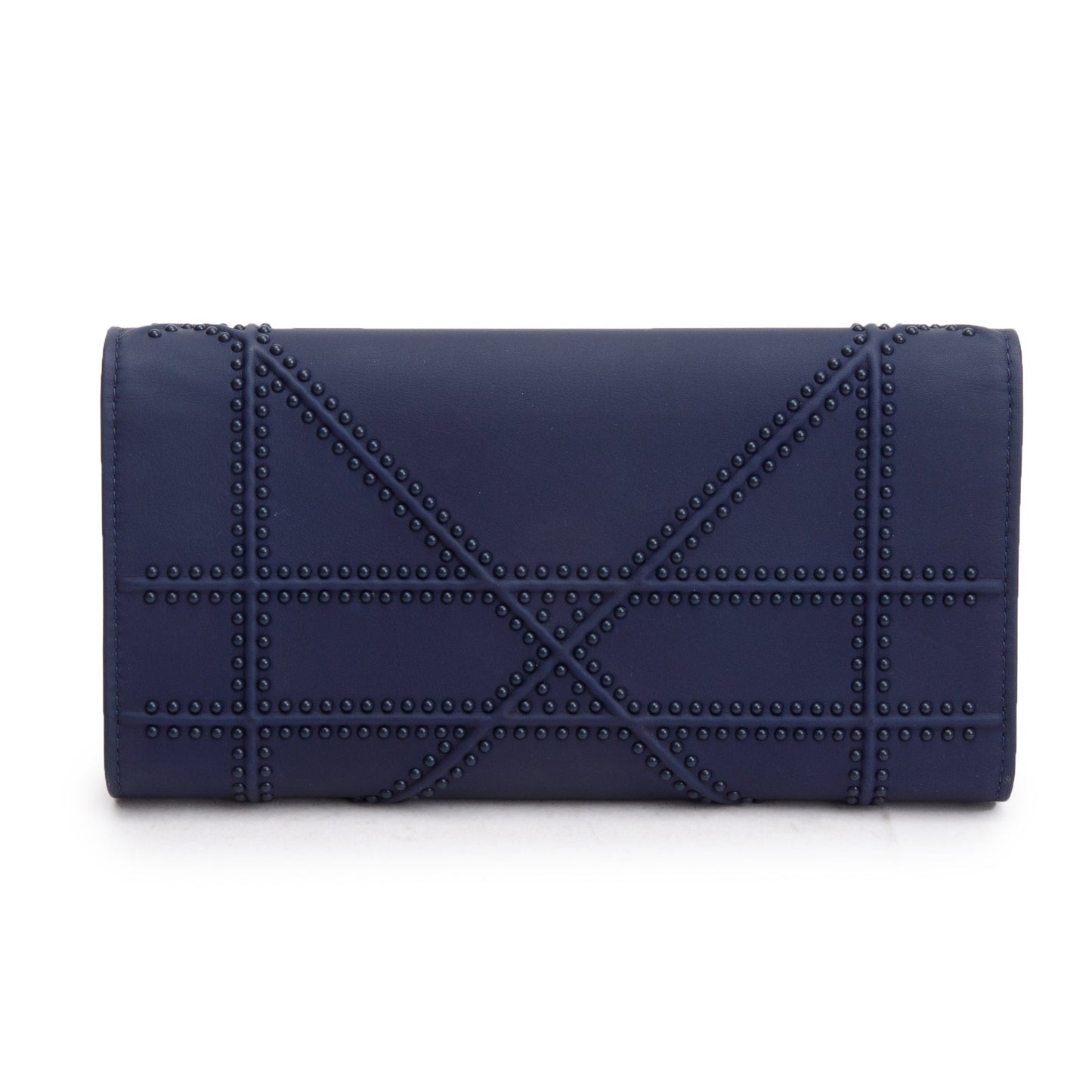 Christian Dior Navy Ultra Matte Calfskin Leather Studded Croisiere Diorama Wallet on Chain