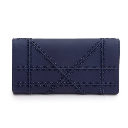 Christian Dior Navy Ultra Matte Calfskin Leather Studded Croisiere Diorama Wallet on Chain