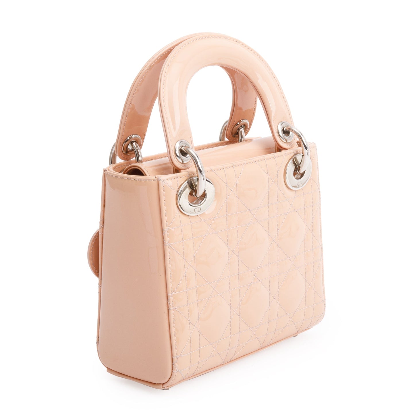 Christian Dior Neutral Cannage Patent Leather Mini Lady Dior Bag
