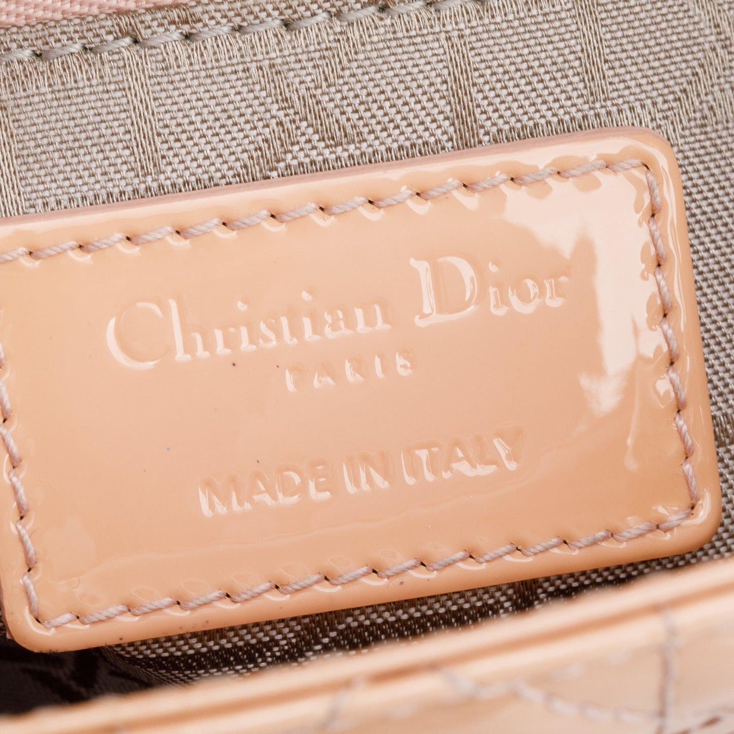 Christian Dior Neutral Cannage Patent Leather Mini Lady Dior Bag