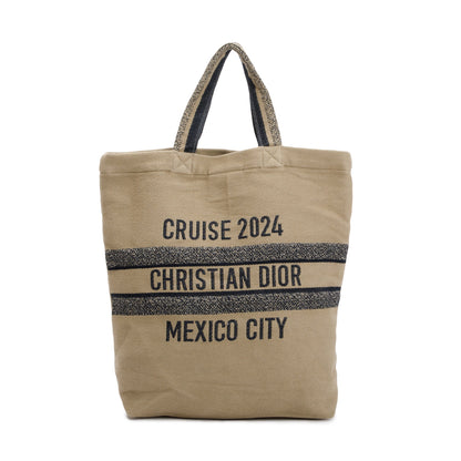 Christian Dior Neutral Canvas Cruise 2024 Mexico Print City Tote