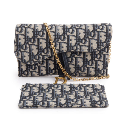 Christian Dior Oblique Long Saddle Wallet on Chain