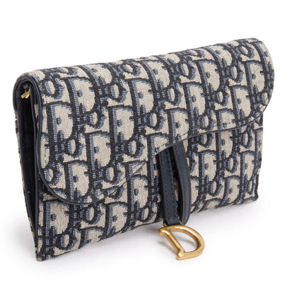Christian Dior Oblique Long Saddle Wallet on Chain