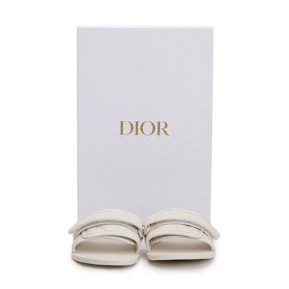 Christian Dior Off White Cannage Quilted Leather Dio(r)evolution Slide, Size 35